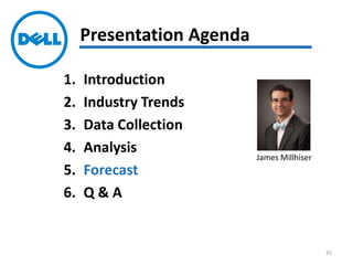 1. Introduction
2. Industry Trends
3. Data Collection
4. Analysis
5. Forecast
6. Q & A
Presentation Agenda
James Millhiser
35
 