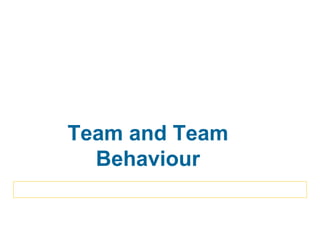 Team and Team
Behaviour
 