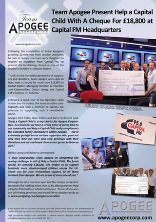 Team Apogee Corporation Ltd Capital FM - Cheque presentation