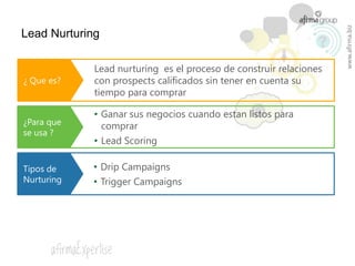 www.afirma.biz
Lead Nurturing

             Lead nurturing es el proceso de construir relaciones
¿ Que es?    con prospect...