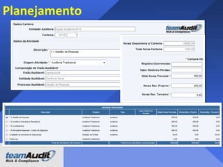 Risco, controle e Passos de auditoria
Faturas podem
não ser válidas
e / ou
devidamente
autorizada

O funcionário de
contas a pagar checa
o formulario de
entrada de
mercadorias com a
fatura no sistema e
permite uma
diferença máxima de
0,5%.

Verificar que todas
as diferenças que
se enquadram
acima do limite são
investigados pela
gerencia da área e
o funcionário de
contas a pagar

Risco

Controle

Passos

 