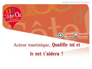 Atelier Qualification Auxois Morvan- Novembre 2014 - Côte-d’Or Tourisme
Acteur touristique, Qualifie toi et
le net t’aidera !
 