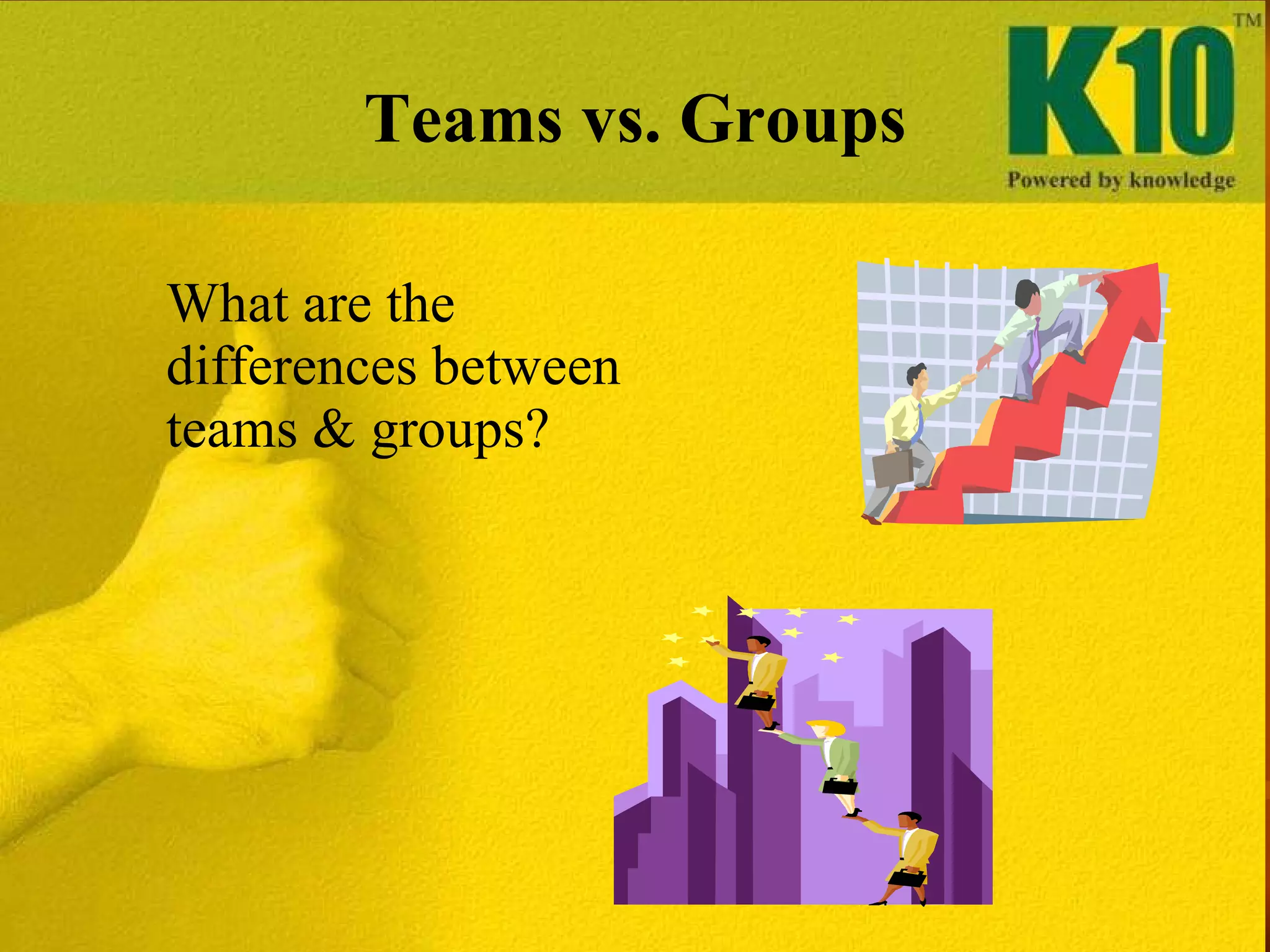Teams vs. Groups What are the differences between teams & groups? 