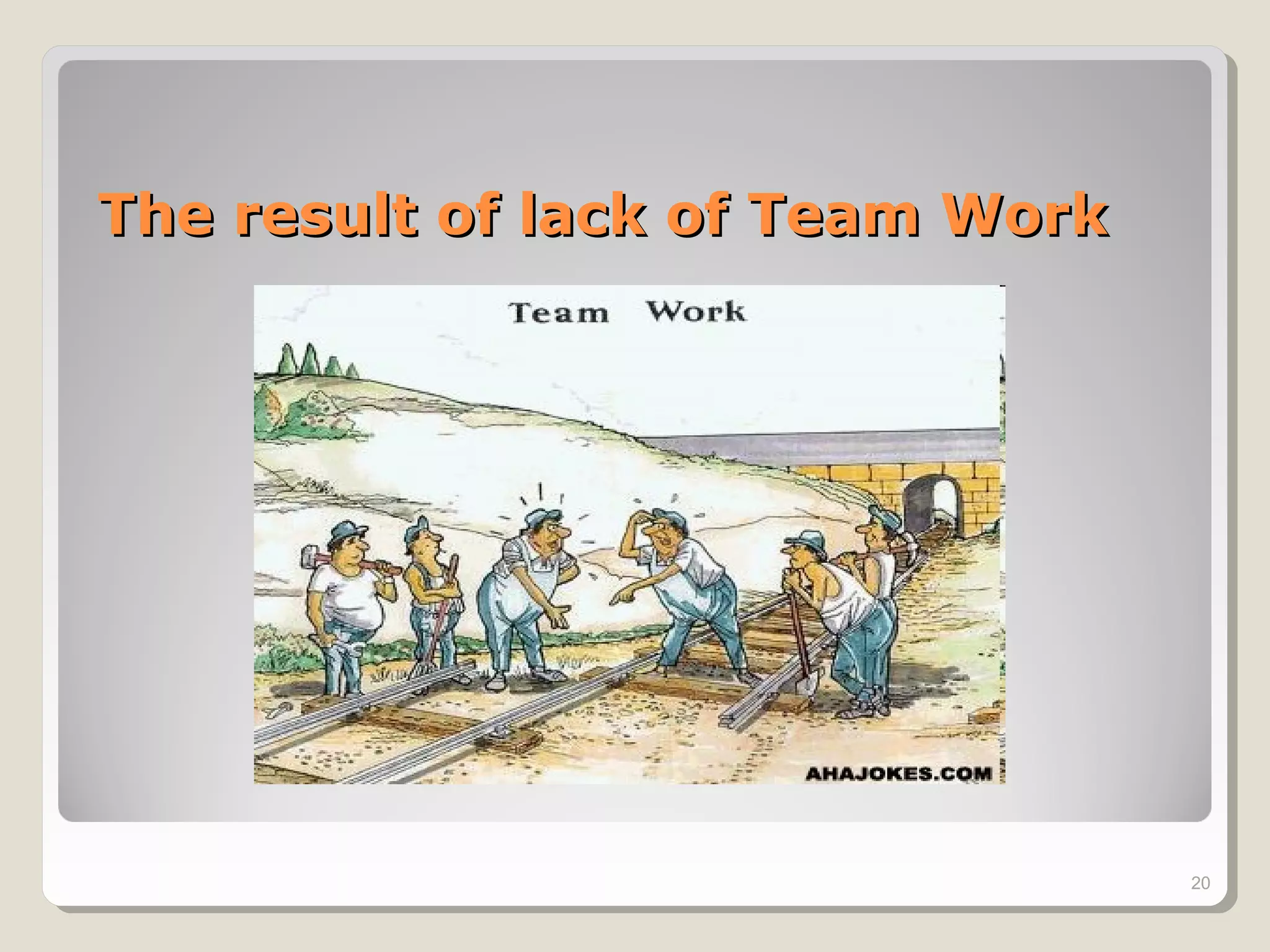 The result of lack of Team WorkThe result of lack of Team Work
20
 