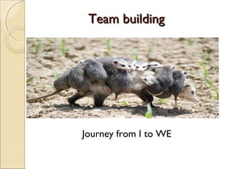 Team buildingTeam building
Journey from I to WE
 