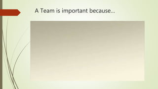 A Team is important because…