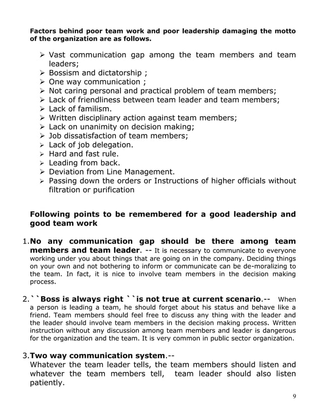 case study for team leader position