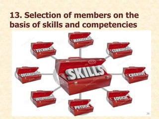 13. Selection of members on the
basis of skills and competencies
38
 