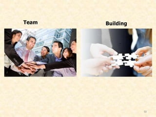 Team Building
• Team building is a process of deliberately
creating and effective team
51
 