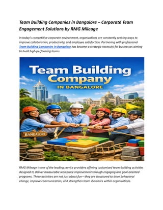 Team Building Companies in Bangalore – Corporate Team Engagement ...