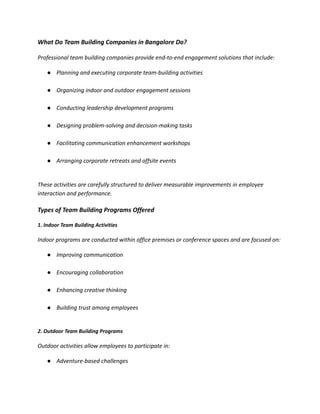 Team Building Companies in Bangalore – Corporate Team Engagement ...
