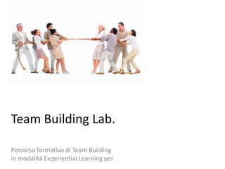 Team Building Lab.

Percorso formativo di Team Building
in modalità Experiential Learning per
 