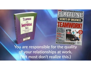 You are responsible for the quality
of your relationships at work.  
(Yet most don’t realize this.)
 