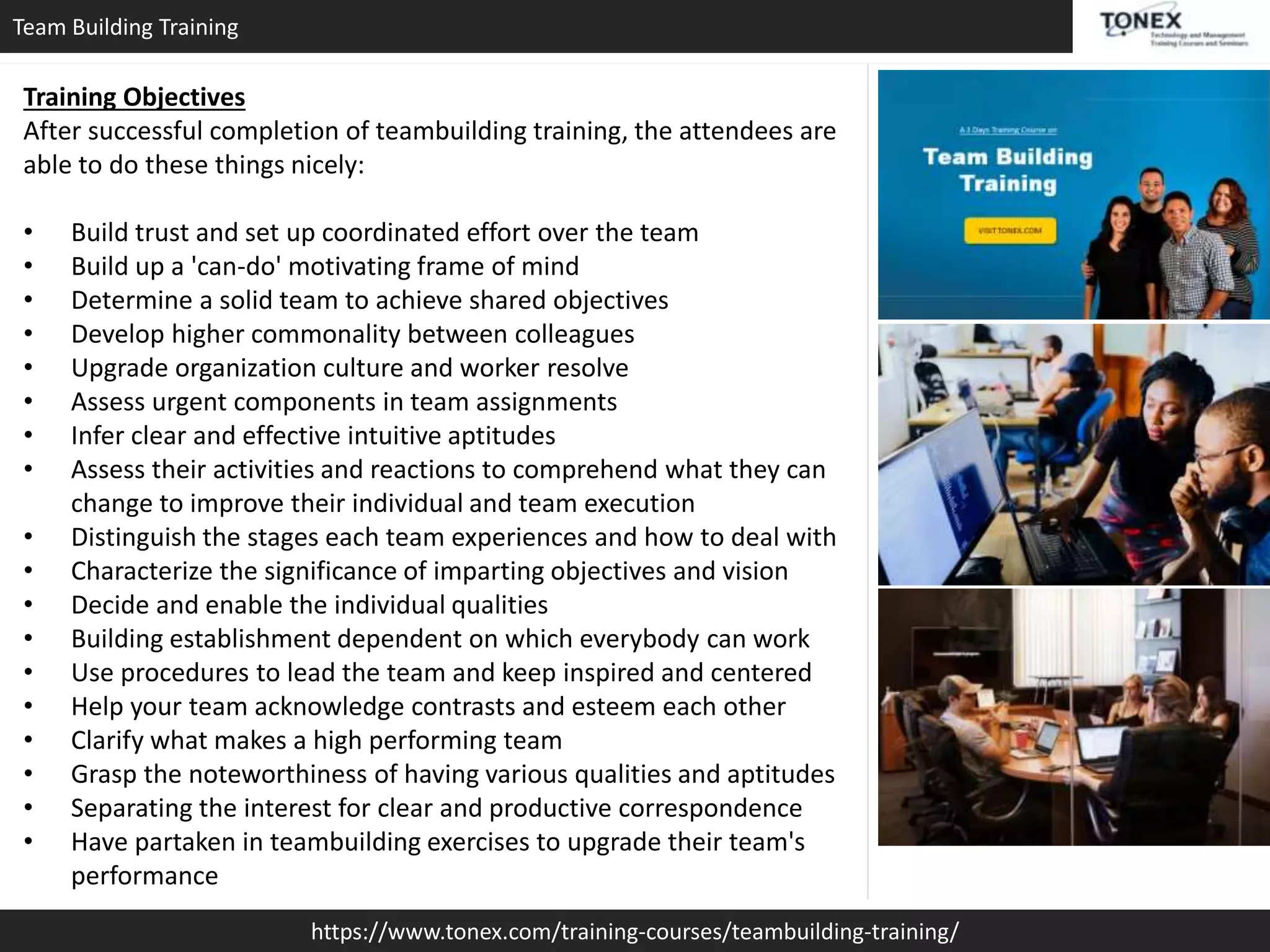 Most Effective Team Building Training - Tonex Training | PPT