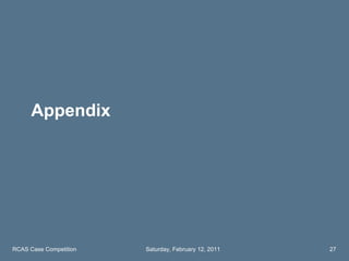 Appendix RCAS Case Competition Saturday, February 12, 2011 