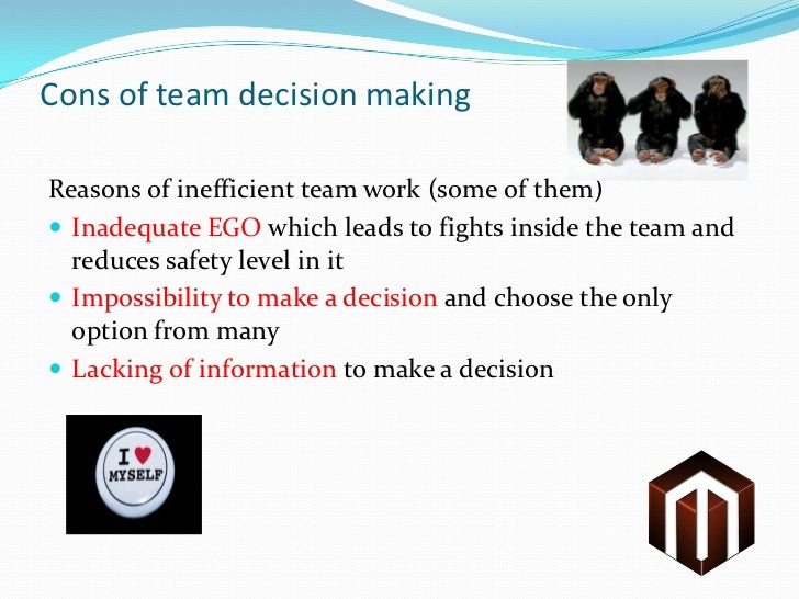 committees and group decision making Decision making : individual vs group you are perhaps aware that in recent times most of the decisions in any large organisation are usually taken by a group of people (eg, board of directors, committees, task-force, etc) rather than by a single individual manager, however, brilliant, bright or powerful the manager may be. committees and group decision making Decision making : individual vs group you are perhaps aware that in recent times most of the decisions in any large organisation are usually taken by a group of people (eg, board of directors, committees, task-force, etc) rather than by a single individual manager, however, brilliant, bright or powerful the manager may be.