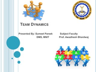 TEAM DYNAMICS
Presented By: Sumeet Pareek Subject Faculty
DMS, MNIT Prof. Awadhesh Bhardwaj
 