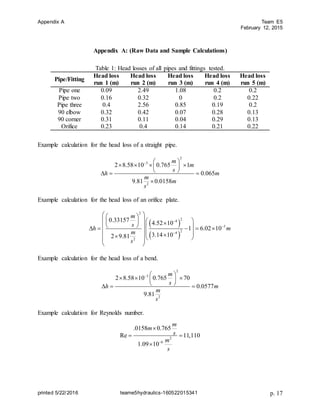 Hydraulic Report Example Hydraulics Team Full-Technical Lab Report | DOCX