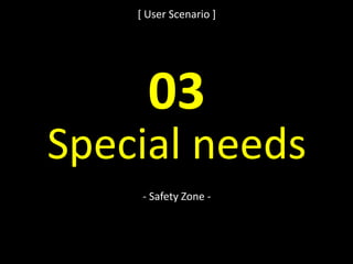 [ User Scenario ]
03
Special needs
- Safety Zone -
 