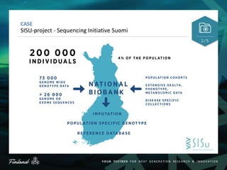 YOUR T ES TB ED FOR NEXT GENERA TION RESEARCH & INNOVA TIO N
CASE
SISU-project - Sequencing Initiative Suomi
 