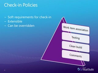 Check-in PoliciesSoft requirements for check-inExtensibleCan be overridden22