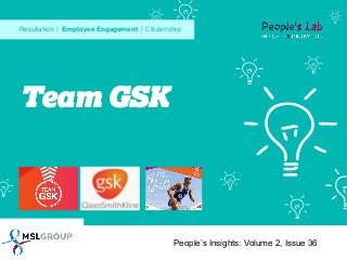 Reputation | Employee Engagement | Citizenship

Team GSK

People’s Insights: Volume 2, Issue 36

 