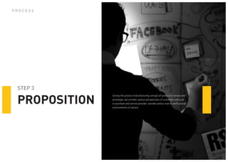 During the process manufacturing concept of product or service and prototype, we consider various perspectives of customers who use or purchase and service provider, provide various tool to verify actual environments of service. 
STEP 3 
PROPOSITION 
PROCESS  