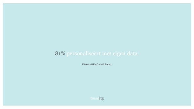81% personaliseert met eigen data.
EMAIL-BENCHMARK.NL
 