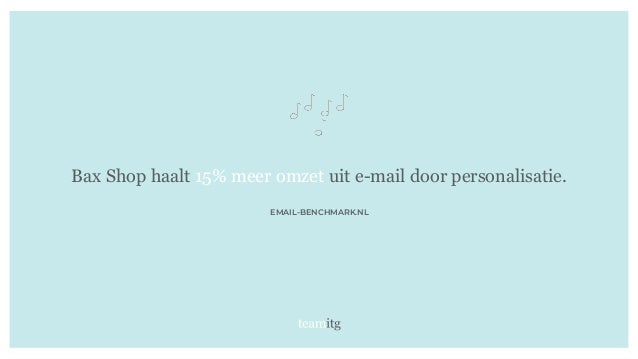 Bax Shop haalt 15% meer omzet uit e-mail door personalisatie.
EMAIL-BENCHMARK.NL
 