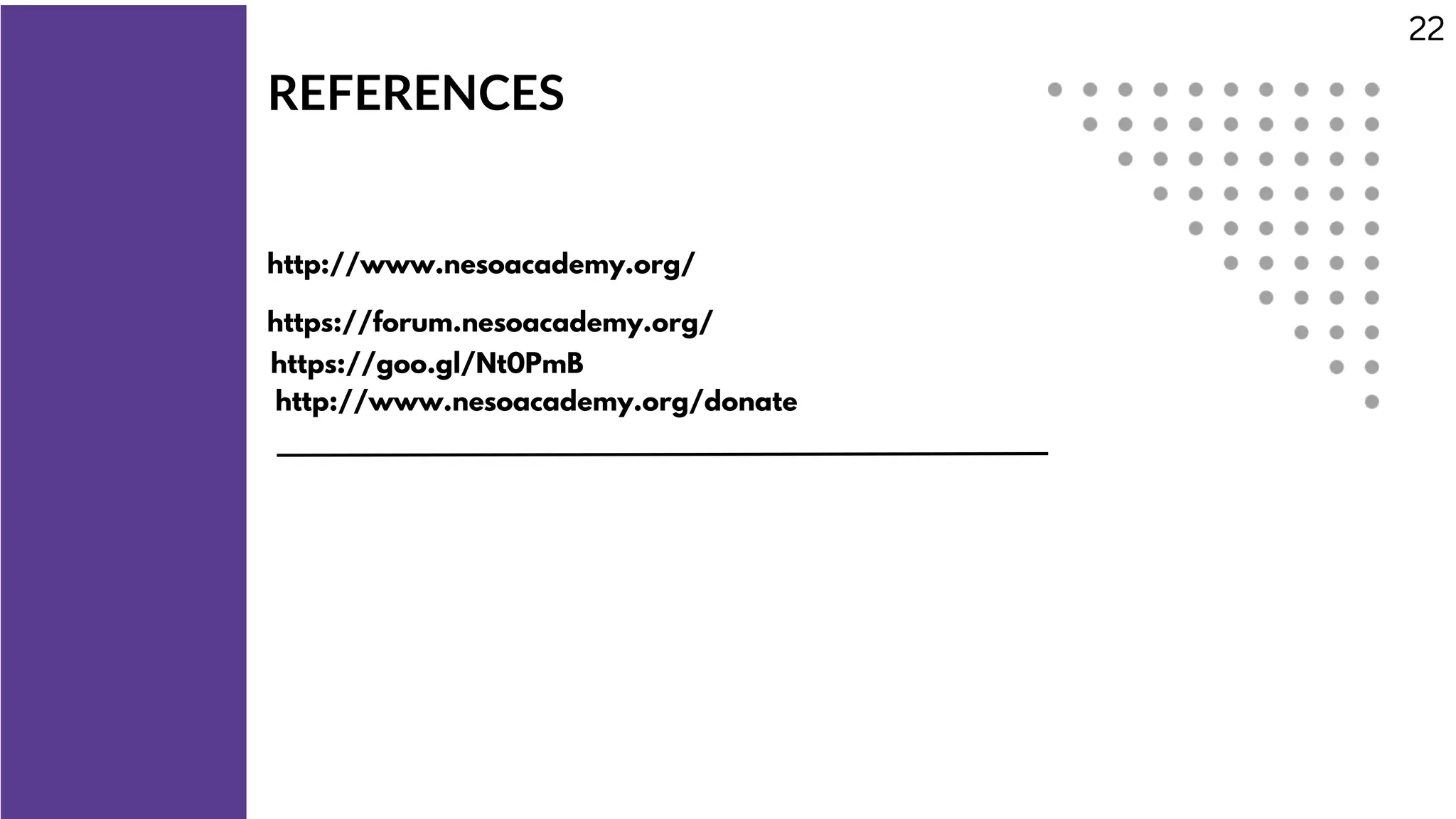 REFERENCES
http://www.nesoacademy.org/
https://forum.nesoacademy.org/
https://goo.gl/Nt0PmB
http://www.nesoacademy.org/donate
22
 