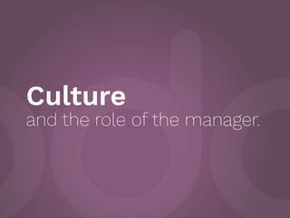 Culture
and the role of the manager.
 