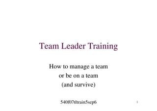 Team Leader Training