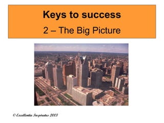 Keys to success 
2 – The Big Picture 
© Excellentia Inspiratus 2003 
 