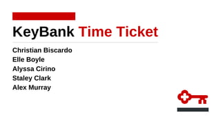 KeyBank Time Ticket
Christian Biscardo
Elle Boyle
Alyssa Cirino
Staley Clark
Alex Murray
 
