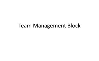 Team Management Block
 