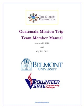 Team Manual - Belmont and Vol State - Spring 2012