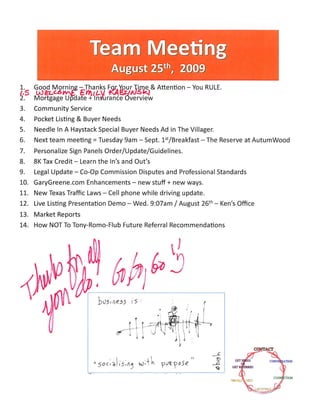 Team Meeting Agenda Notes August25th2009