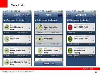 31
Task List
© 2012 Oracle Corporation – Proprietary and Confidential
Task List
 