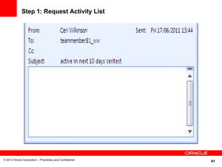 41© 2012 Oracle Corporation – Proprietary and Confidential
Step 1: Request Activity List
 