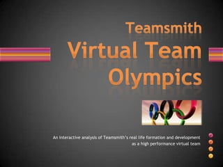 An interactive analysis of Teamsmith’s real life formation and development
                                        as a high performance virtual team
 