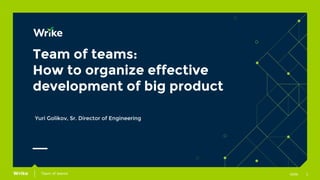 1Team of teams slideWrike
Team of teams:
How to organize effective
development of big product
Yuri Golikov, Sr. Director of Engineering
 