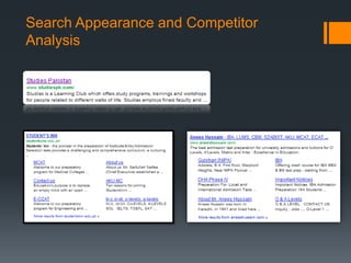 Search Appearance and Competitor
Analysis
 