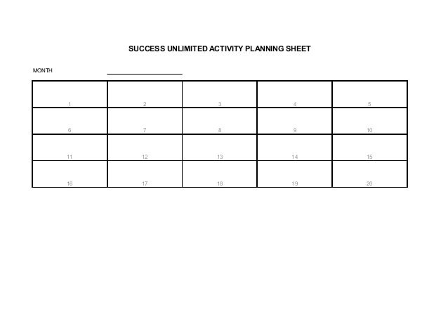 activity planning sheet