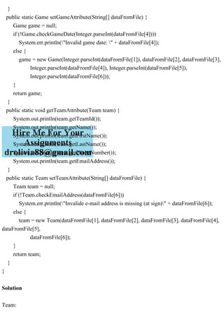 Team public class Team { private String teamId; priva.pdf