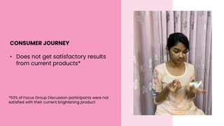 CONSUMER JOURNEY
• Does not get satisfactory results
from current products*
*53% of Focus Group Discussion participants we...