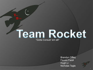 Team Rocket “Gotta Consult ‘em all!” BrandynOffley FaustoFaioli Hugh Li Nicholas Tagle 1 