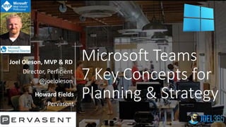 Microsoft Teams
7 Key Concepts for
Planning & Strategy
Joel Oleson, MVP & RD
Director, Perficient
@joeloleson
Howard Field...