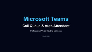Comprehensive Guide to Microsoft Teams Call Queue & Auto Attendant ...