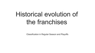 Historical evolution of
the franchises
Classification in Regular Season and Playoffs
 