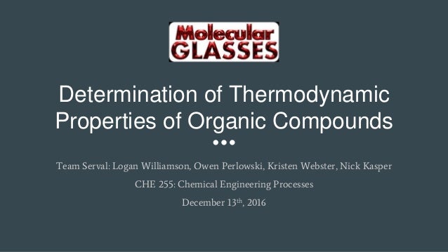 Determination Of Thermodynamic Properties Of Oled Compounds